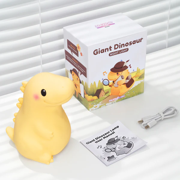 White Noise Squishy Silicone Dinosaur LED Night Light - Perfect Gift for Kids and Girls