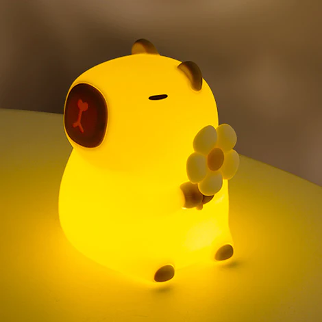 Huggwaii Sleeping Capybara Breathing Squishy Silicone Companion Sound LED Night Light Perfect Gift