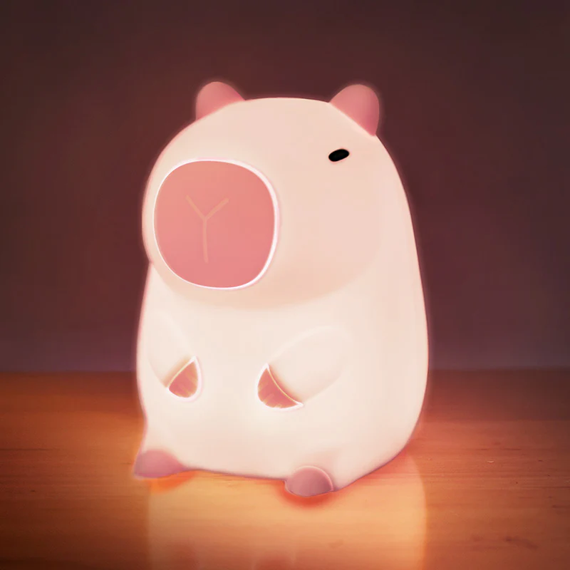 Huggwaii Sleeping Capybara Breathing Squishy Silicone Companion Sound LED Night Light Perfect Gift