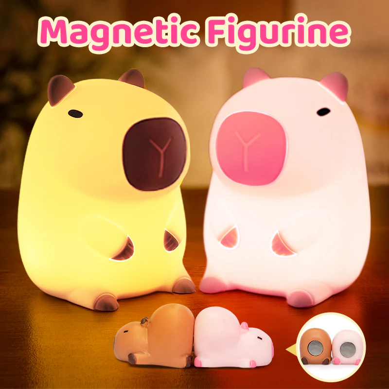 Huggwaii Sleeping Capybara Breathing Squishy Silicone Companion Sound LED Night Light Perfect Gift