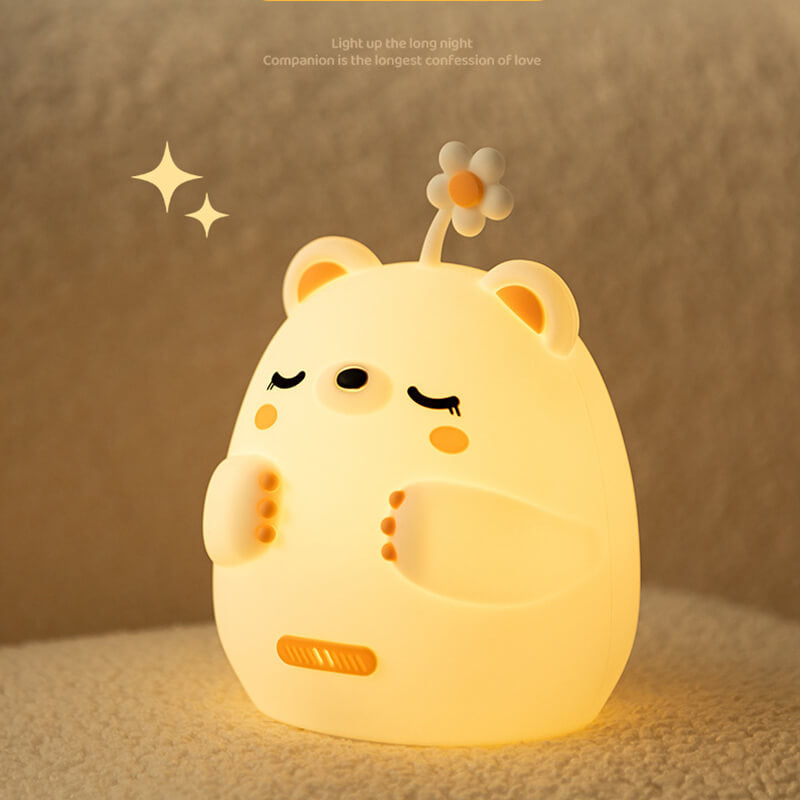 Huggwaii Breathing Bear Snuggly  Squishy Silicone Sleeping Companion Sound LED Night Light Perfect Gift