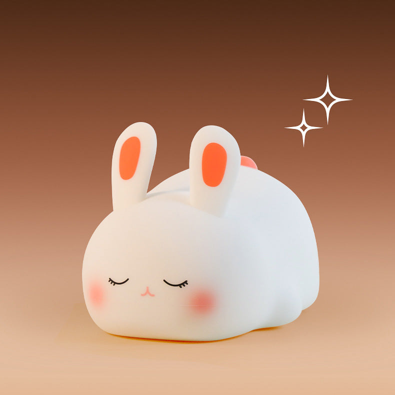 Huggwaii Squishy Silicone Cute Lying Bunny LED Night Light - Perfect Gift for Kids and Girls