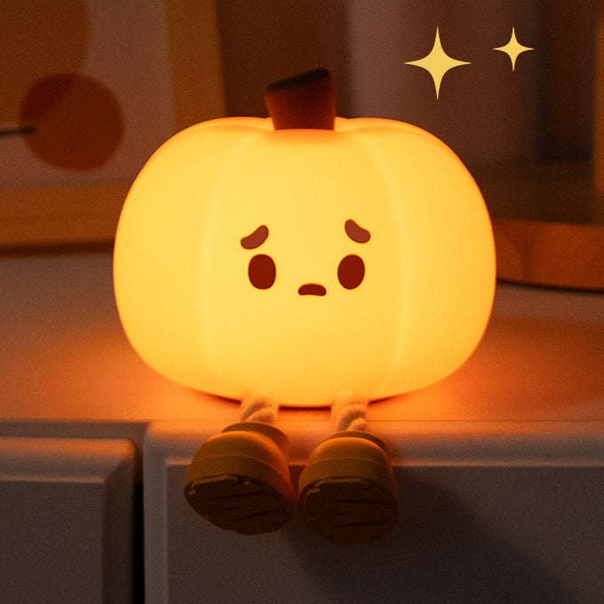 Huggwaii Pumpkin Night Light LED Squishy Silicone Tap Lamp Best Gift for Baby and Girl