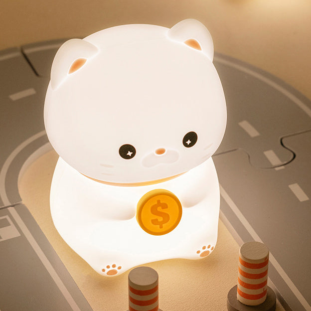 Huggwaii Squishy Silicone Kitten with Coin LED Night Light - Perfect Gift for Kids and Girls