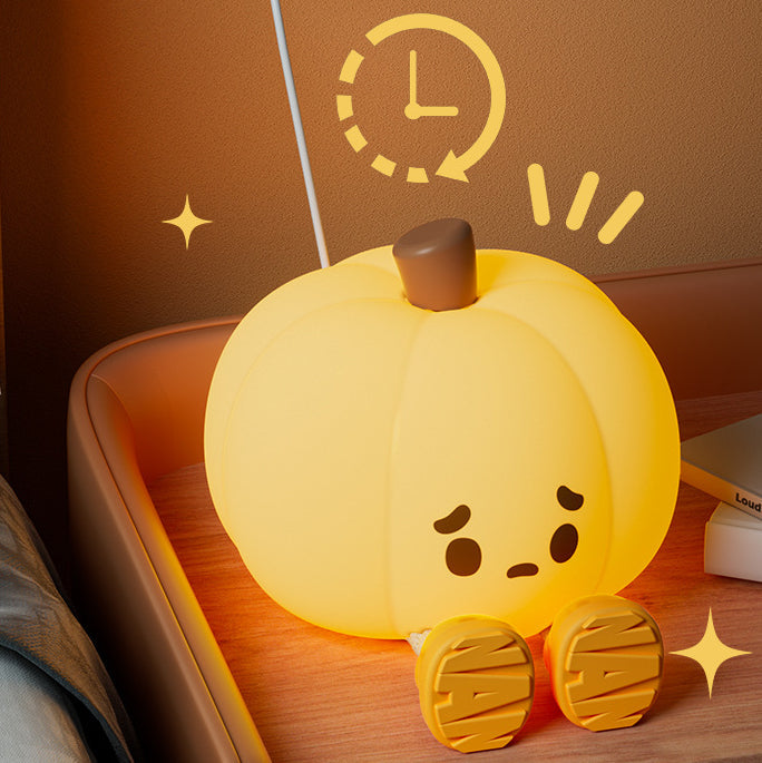 Huggwaii Pumpkin Night Light LED Squishy Silicone Tap Lamp Best Gift for Baby and Girl