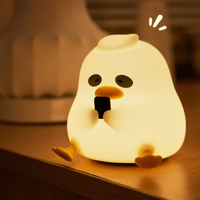 Huggwaii Squishy Silicone Night Owl Duck LED Night Light - Perfect Gift for Kids and Girls