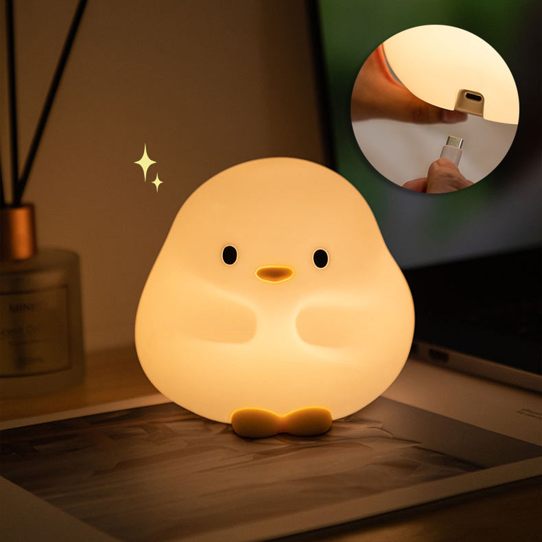 Huggwaii Snuggly Duck Night Light LED Squishy Silicone Tap Lamp Best Gift for Baby and Girl