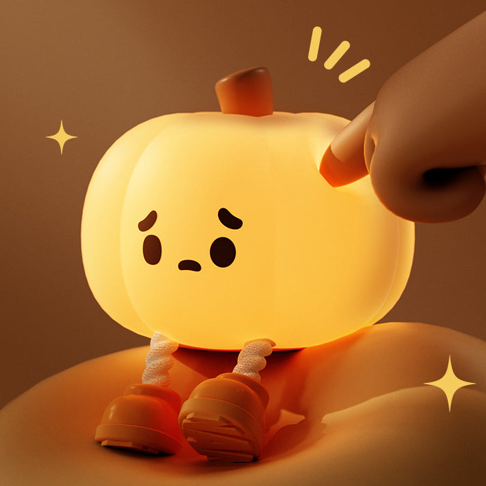 Huggwaii Pumpkin Night Light LED Squishy Silicone Tap Lamp Best Gift for Baby and Girl