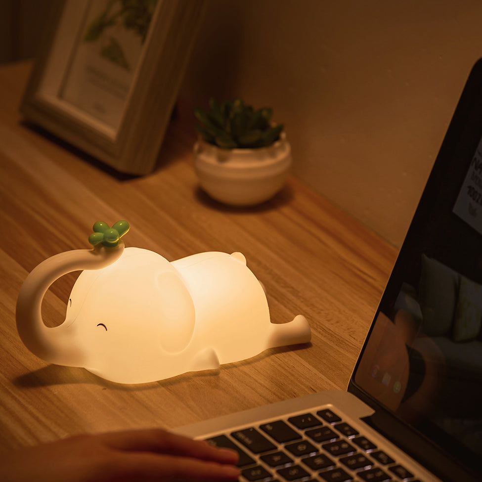 Huggwaii Squishy Silicone Flying Elephant LED Night Light - Perfect Gift for Kids and Girls