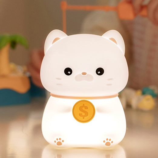 Huggwaii Squishy Silicone Kitten with Coin LED Night Light - Perfect Gift for Kids and Girls