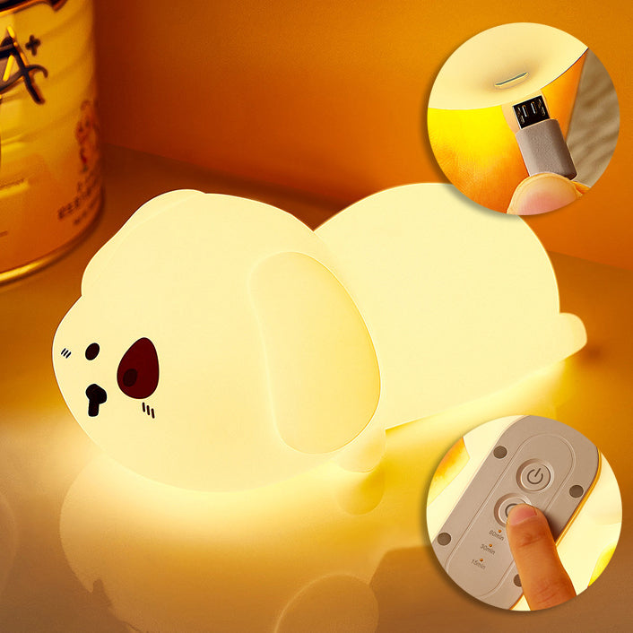 Huggwaii Adorable Puppy Night Light LED Squishy Silicone Tap Lamp Best Gift for Baby and Girl