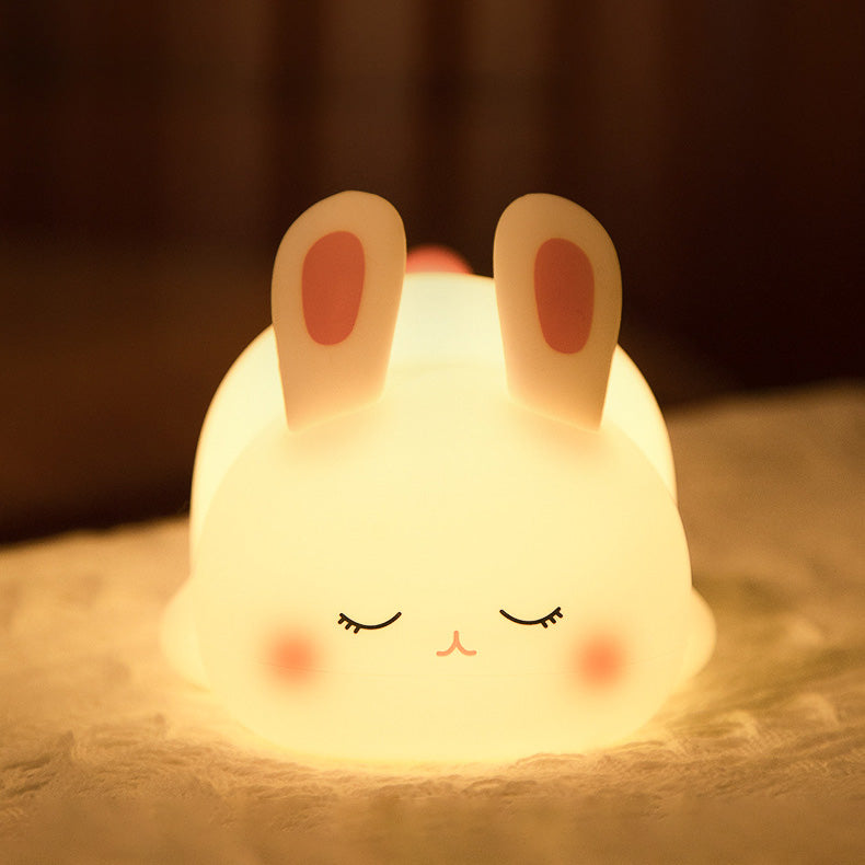 Huggwaii Squishy Silicone Cute Lying Bunny LED Night Light - Perfect Gift for Kids and Girls
