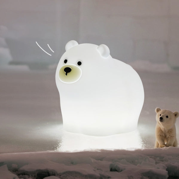 Huggwaii Squishy Silicone Little White Bear LED Night Light - Perfect Gift for Kids and Girls