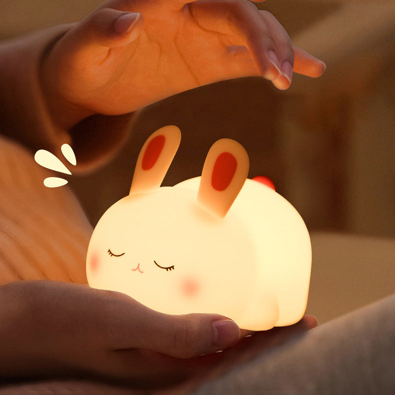 Huggwaii Squishy Silicone Cute Lying Bunny LED Night Light - Perfect Gift for Kids and Girls