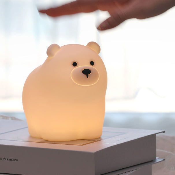 Huggwaii Squishy Silicone Little White Bear LED Night Light - Perfect Gift for Kids and Girls