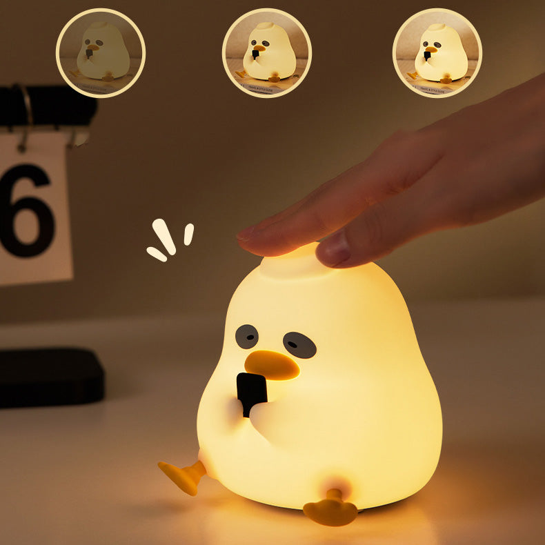Huggwaii Squishy Silicone Night Owl Duck LED Night Light - Perfect Gift for Kids and Girls
