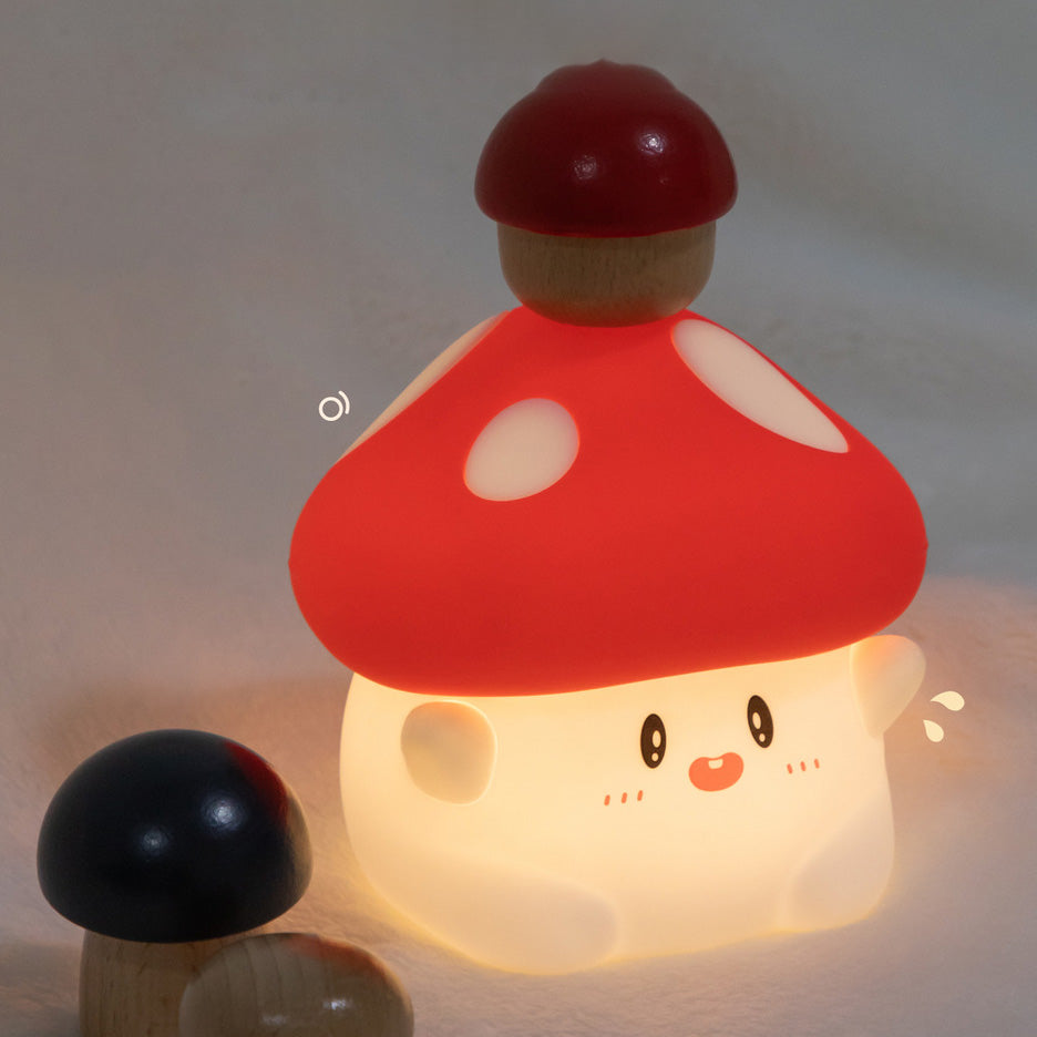 Huggwaii Squishy Silicone Adorable Mushroom LED Night Light - Perfect Gift for Kids and Girls