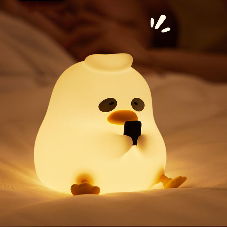 Huggwaii Squishy Silicone Night Owl Duck LED Night Light - Perfect Gift for Kids and Girls