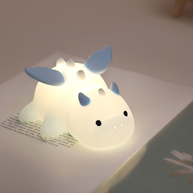 Huggwaii Squishy Silicone Cute Baby Dragon LED Night Light - Perfect Gift for Kids and Girls