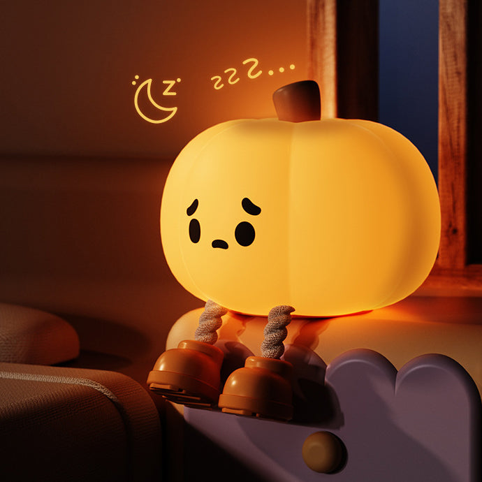 Huggwaii Pumpkin Night Light LED Squishy Silicone Tap Lamp Best Gift for Baby and Girl