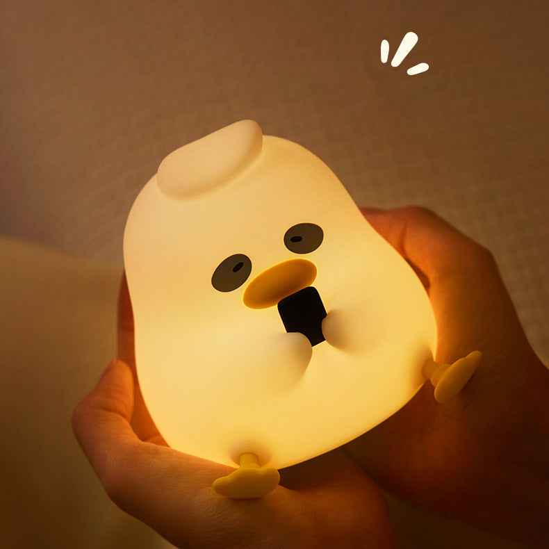 Huggwaii Squishy Silicone Night Owl Duck LED Night Light - Perfect Gift for Kids and Girls