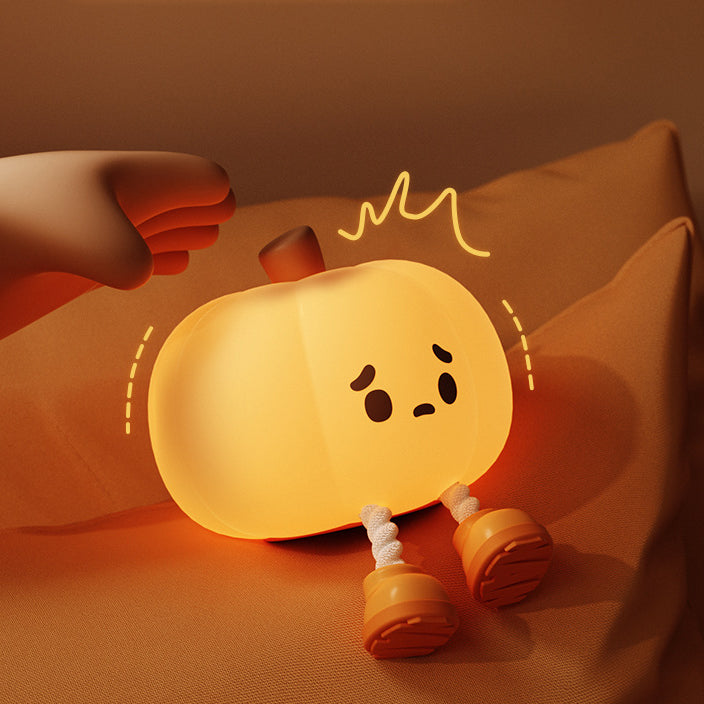 Huggwaii Pumpkin Night Light LED Squishy Silicone Tap Lamp Best Gift for Baby and Girl