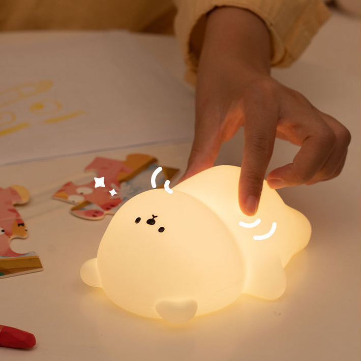 Huggwaii Breathing Bear Snuggly  Squishy Silicone Sleeping Companion Sound LED Night Light Perfect Gift
