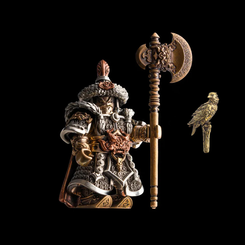 Crusader Figurine Detachable Bronze Bull-Helm Knight Statue