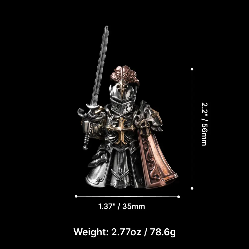 Crusader Figurine Detachable Bronze Bull-Helm Knight Statue