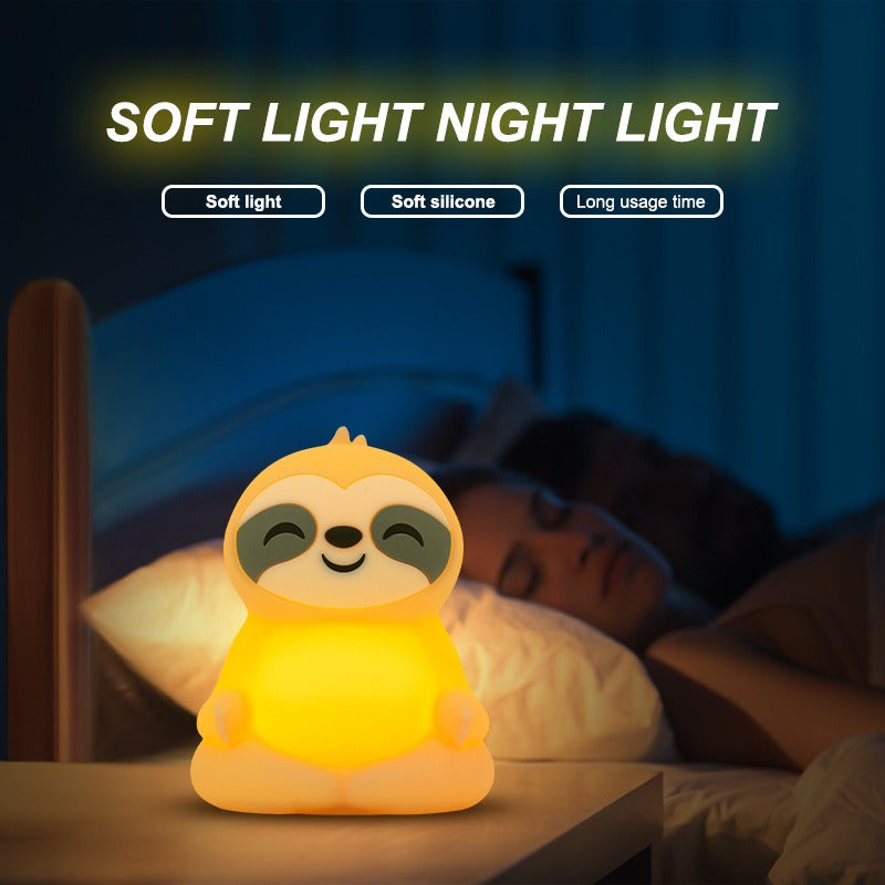Huggwaii Meditating Sloth Squishy Silicone  Calm Glow Night Light Sitting Pose Lamp Perfect Gift