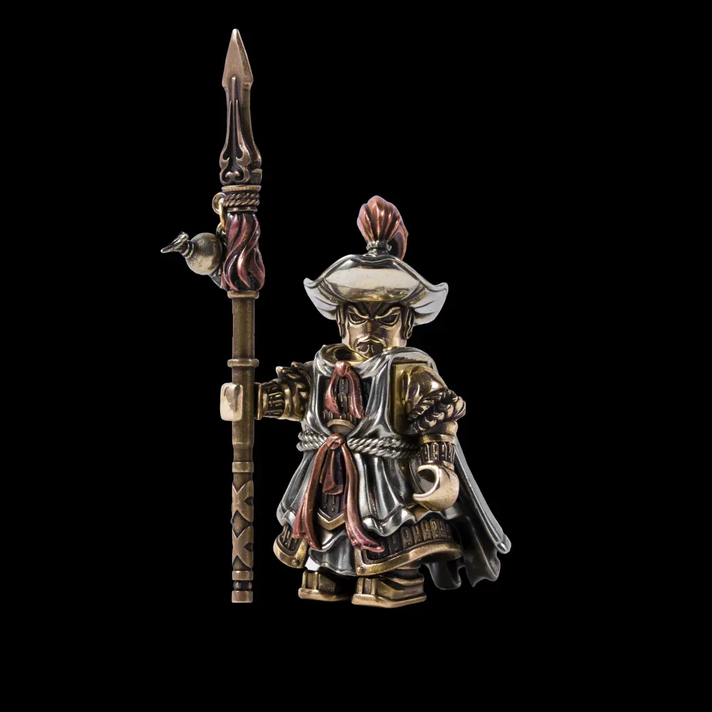 Crusader Figurine Detachable Bronze Bull-Helm Knight Statue