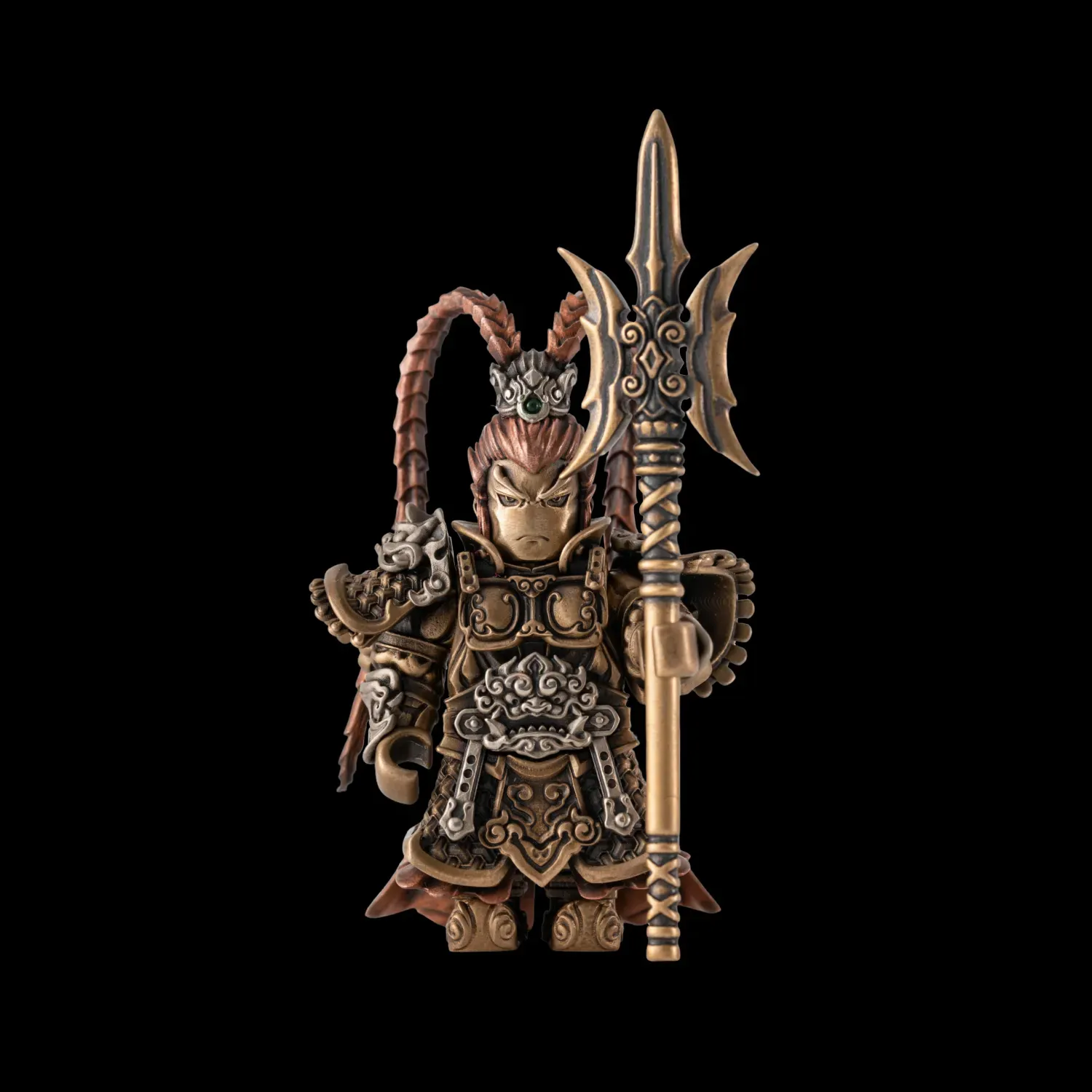 Crusader Figurine Detachable Bronze Bull-Helm Knight Statue