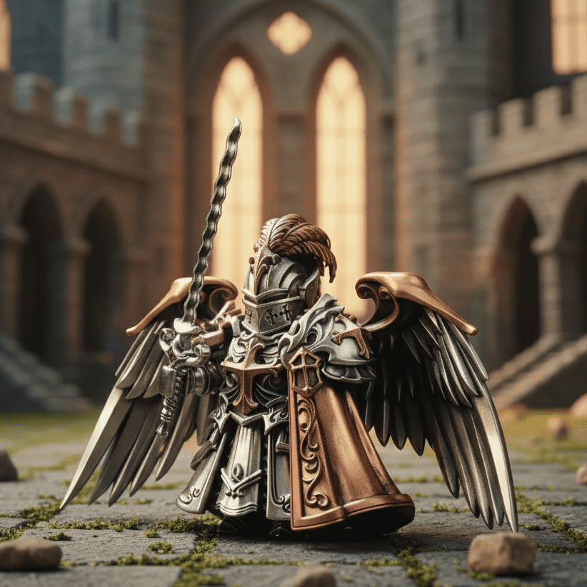 Crimson Templar Collectible Figure Detachable Bronze Copper Knight Statue