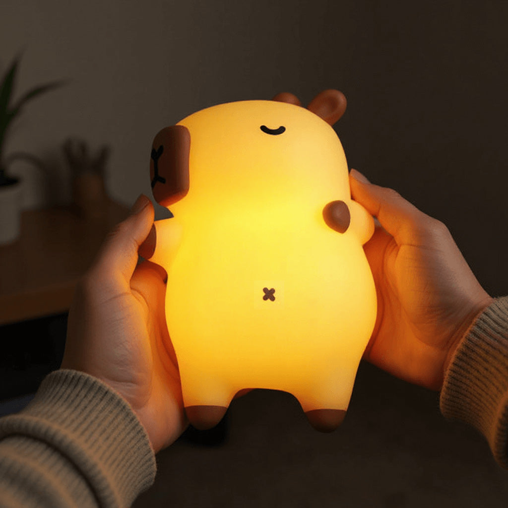 Huggwaii Sleeping Capybara Breathing Squishy Silicone Companion Sound LED Night Light Perfect Gift