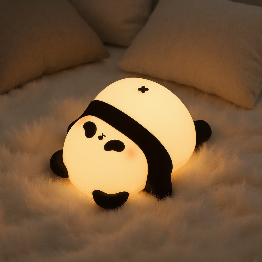 Huggwaii Napping Panda Breathing Squishy Silicone Companion Sound LED Night Light Perfect Gift