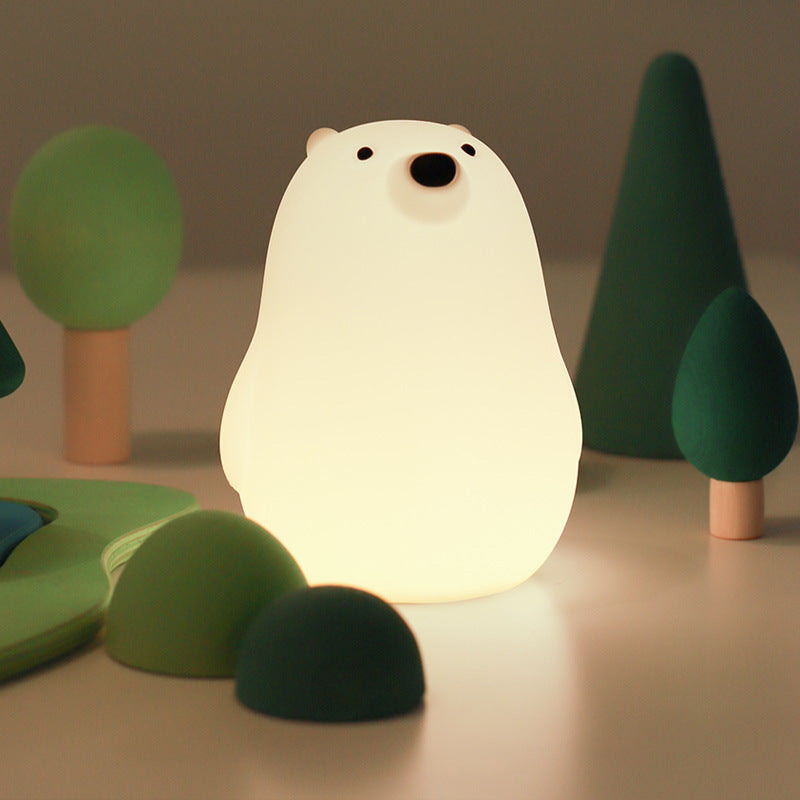 Huggwaii Breathing Bear Snuggly  Squishy Silicone Sleeping Companion Sound LED Night Light Perfect Gift
