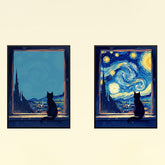 Cat Painting Night Light with Bluetooth Speaker Plug-in LED Art Frame for Bedroom Desk or Gift