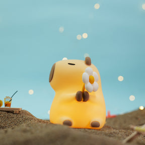 Huggwaii Flower Capybara Squishy Silicone Night Light - Perfect Gift for Kids and Girls
