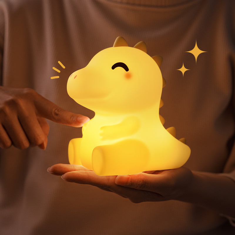 White Noise Squishy Silicone Dinosaur LED Night Light - Perfect Gift for Kids and Girls