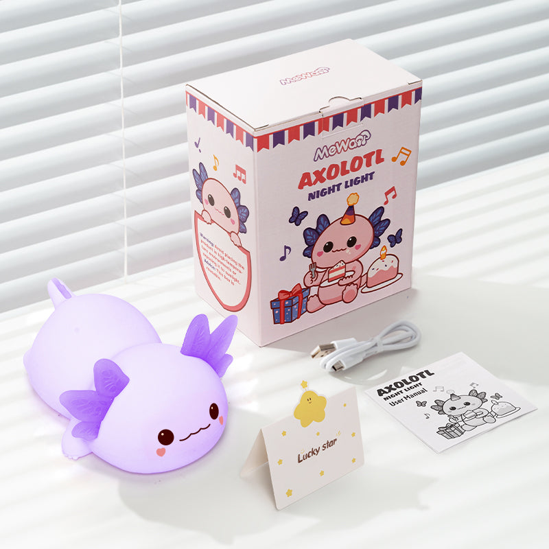 White Noise Axolotl Squish Night Light - Perfect Gift