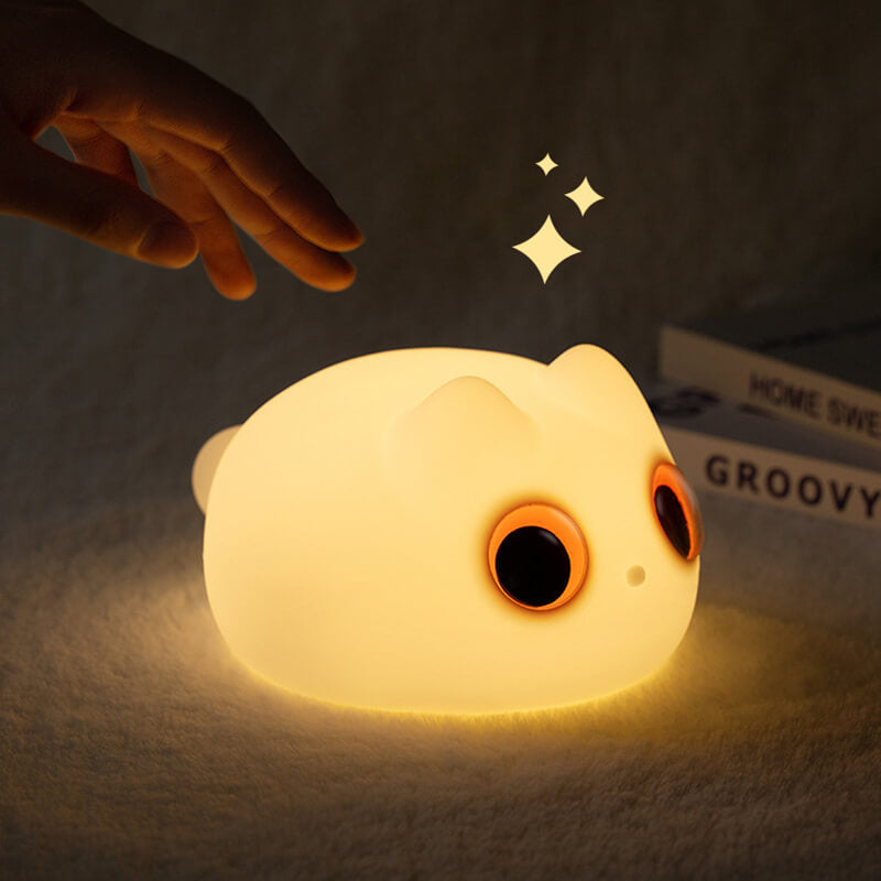 Huggwaii Orange Cat LED Squishy Tap Tap Night Light Lamp