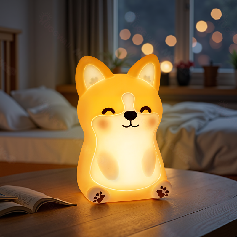 Huggwaii Corgi Puppy Adorable Squishy Silicone  LED Night Light - Perfect Gift for Kids and Girls