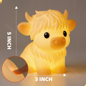 Huggwaii Highland Cow Silicone Squishy LED Night Light - Perfect Gift for Kids and Girls