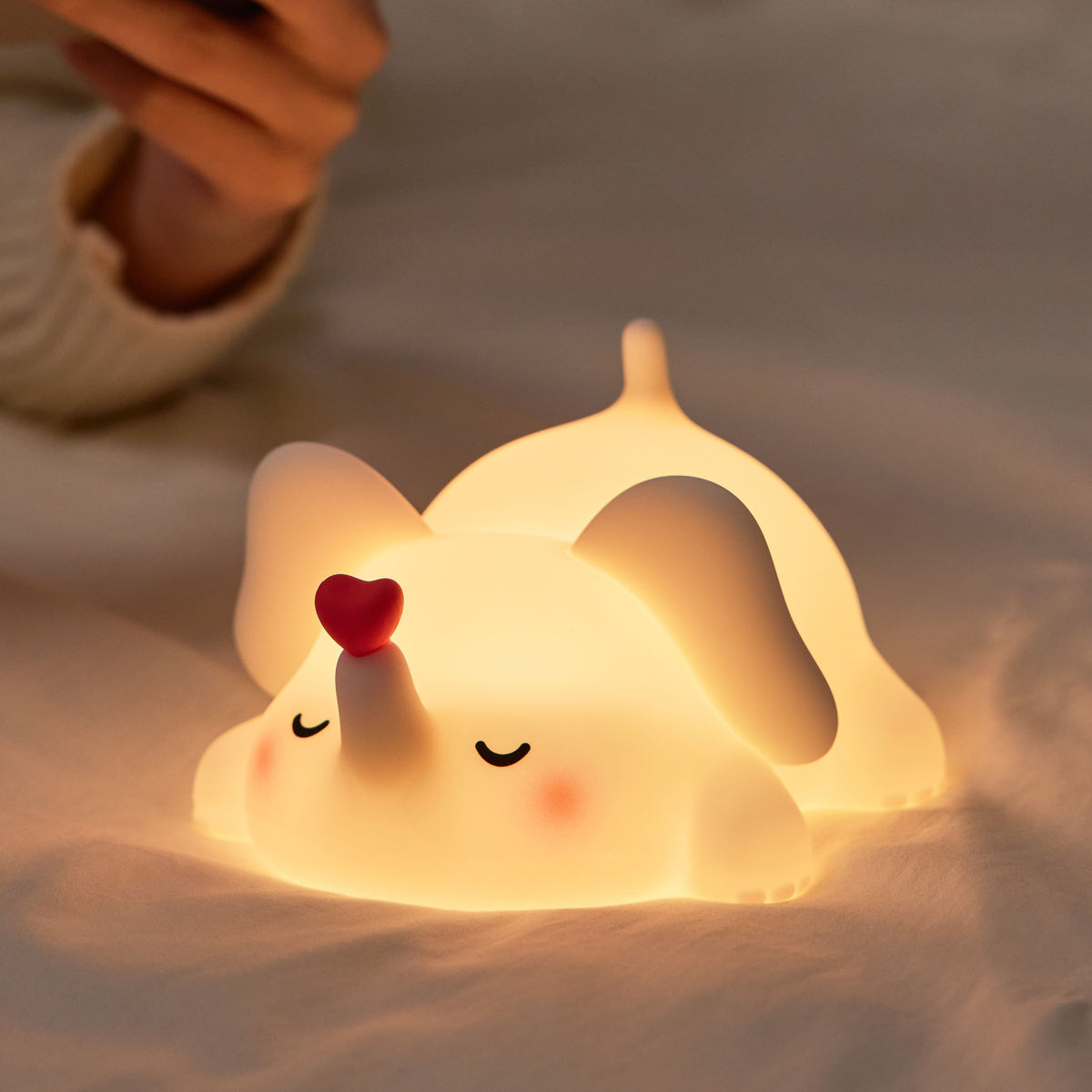 Huggwaii Squishy Silicone Love Elephant LED Night Light - Perfect Gift for Kids and Girls