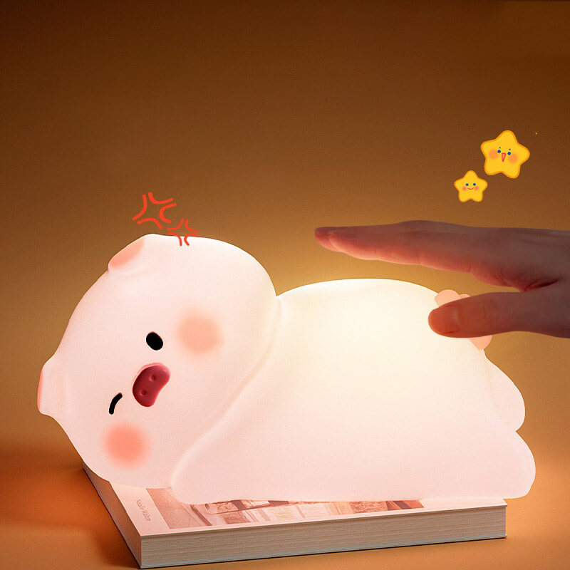 Huggwaii Cute Pig LED Squishy Night Light For Gift USB Rechargeable Pig Lamp
