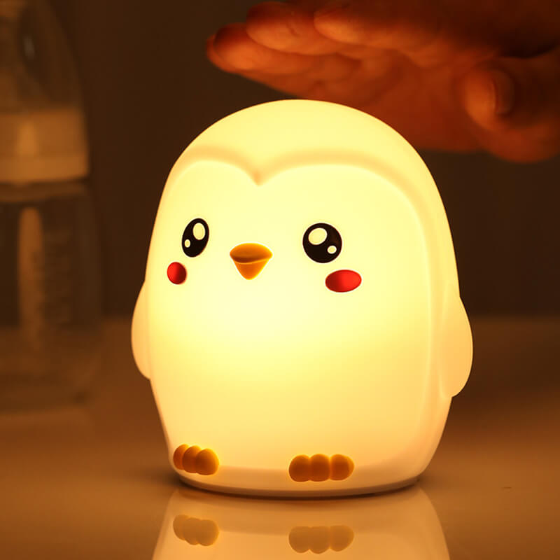 Huggwaii Squishy Silicone Colorful Penguins LED Night Light - Perfect Gift for Kids and Girls