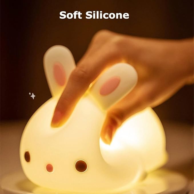 Huggwaii Squishy Silicone Lazy Rabbit LED Night Light - Perfect Gift for Kids and Girls