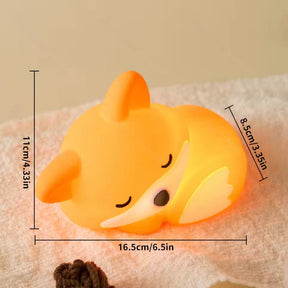 Huggwaii Fox Night Light with Curled Tail Silicone Squishy Animal Design Lamp Perfect Gift