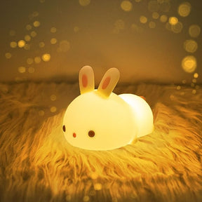 Huggwaii Squishy Silicone Lazy Rabbit LED Night Light - Perfect Gift for Kids and Girls
