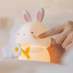 Huggwaii Squishy Silicone Sleepy Bunny LED Night Light - Perfect Gift for Kids and Girls